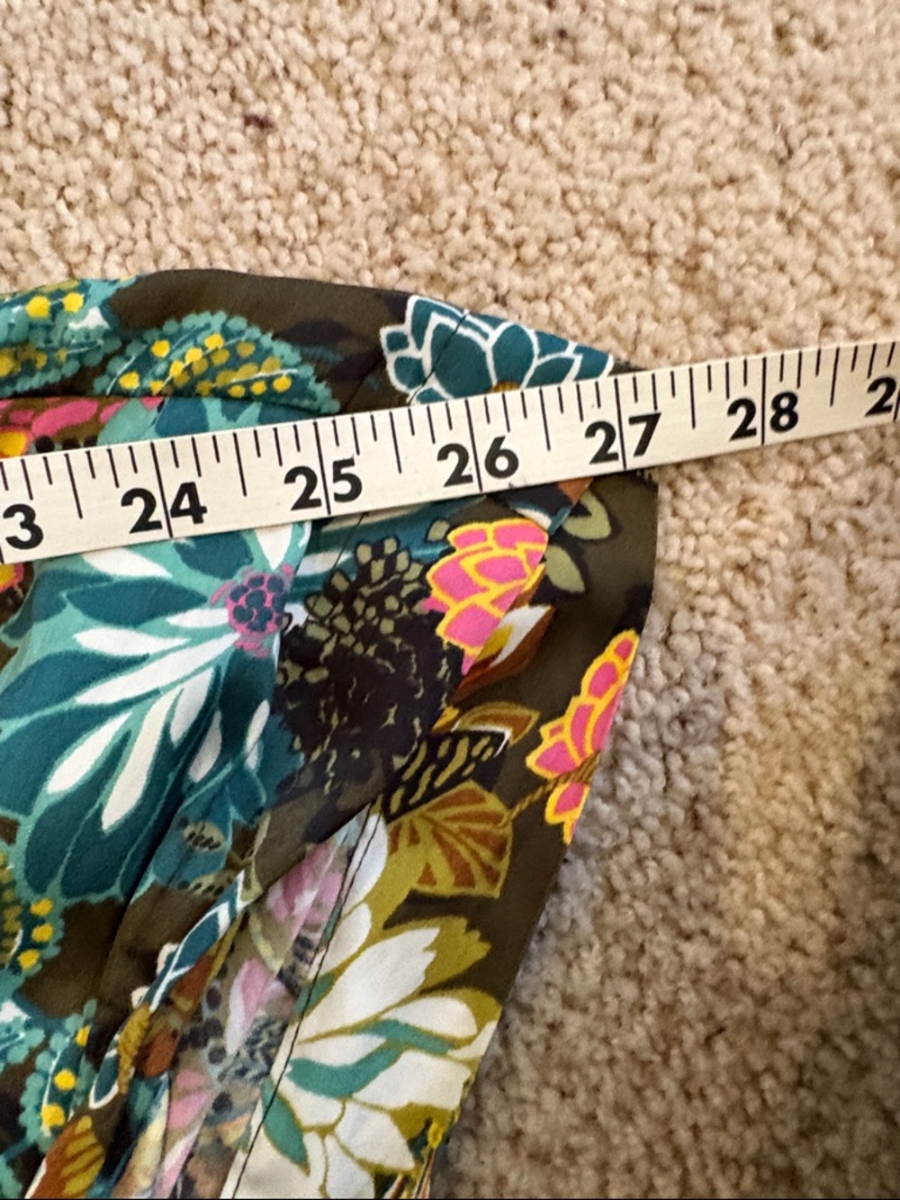 LOFT Black Elastic Waist Silk Pants Teal & Yellow Accent. Sz  Large Tall (LT) - Picture 7 of 8